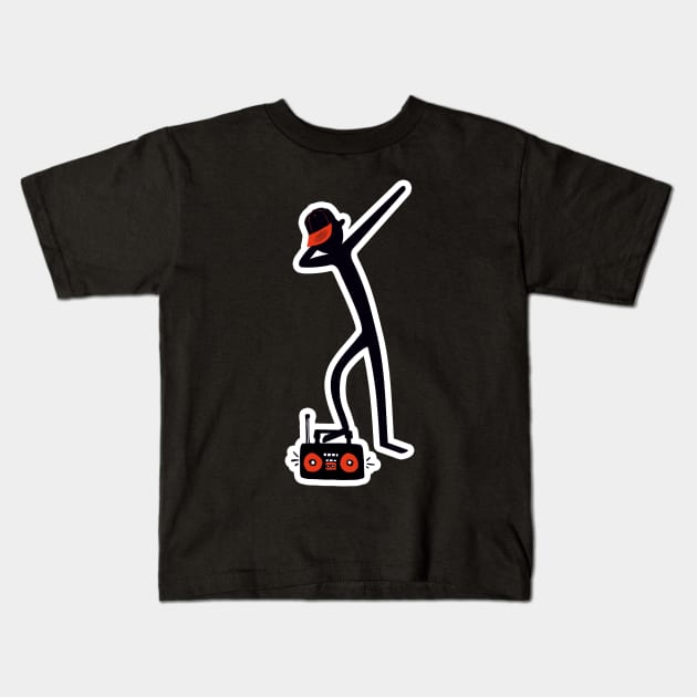 Dabbing Stick Figure - Basecap Music Radio Kids T-Shirt by EDDArt